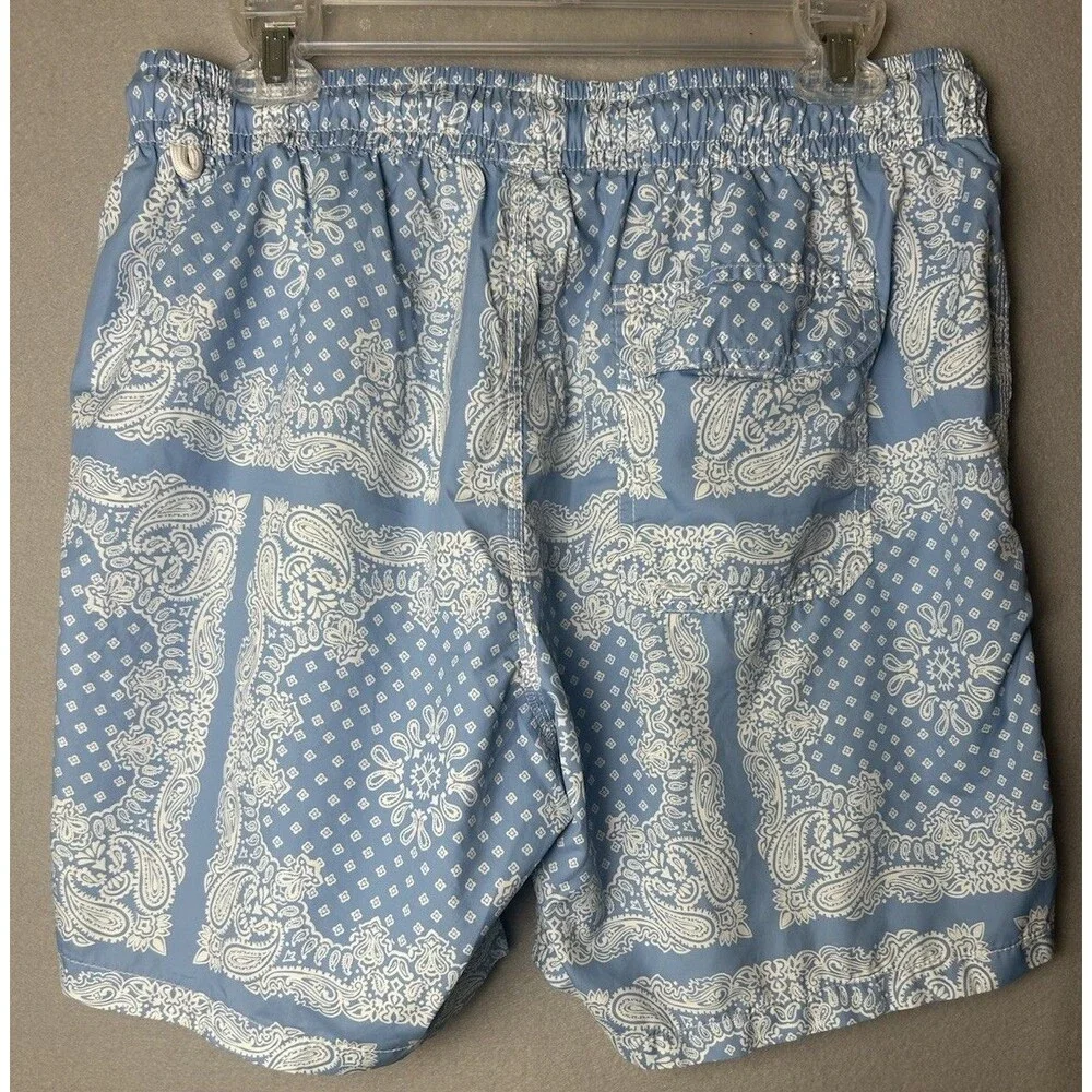 Slate & Stone Blue Paisley Swim Trunks | Resort Beach Shorts‎ | Size L